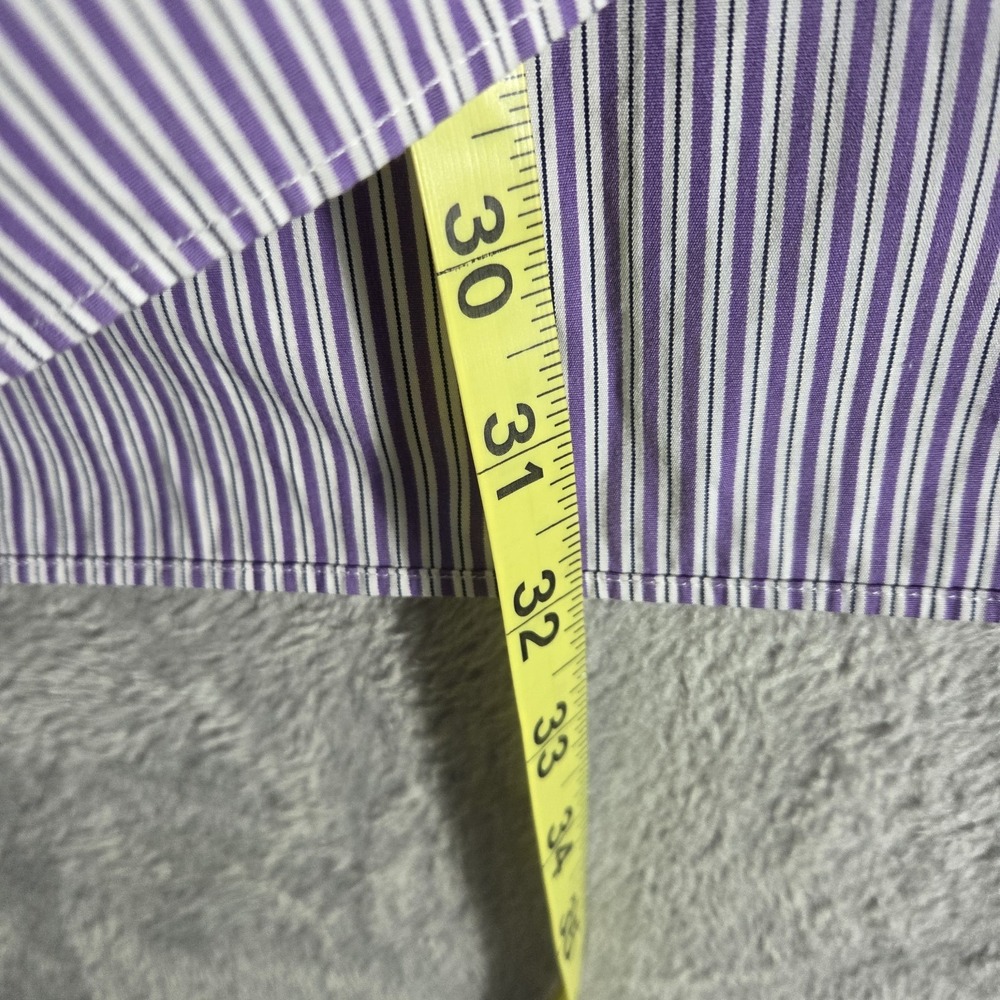 Polo Ralph Lauren Button Shirt Men's 18 34-35 Purple Stripe Pony Oxford Preppy - Picture 9 of 11